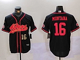 Men's San Francisco 49ers #16 Joe Montana Black With Patch Cool Base Stitched Baseball Jersey,baseball caps,new era cap wholesale,wholesale hats